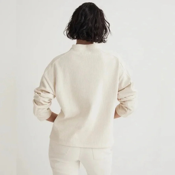 Madewell Striped Jacquard Funnelneck Top Antique Cream Size Small - Picture 3 of 4